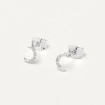 White Moon Silver Plated Stud Earrings