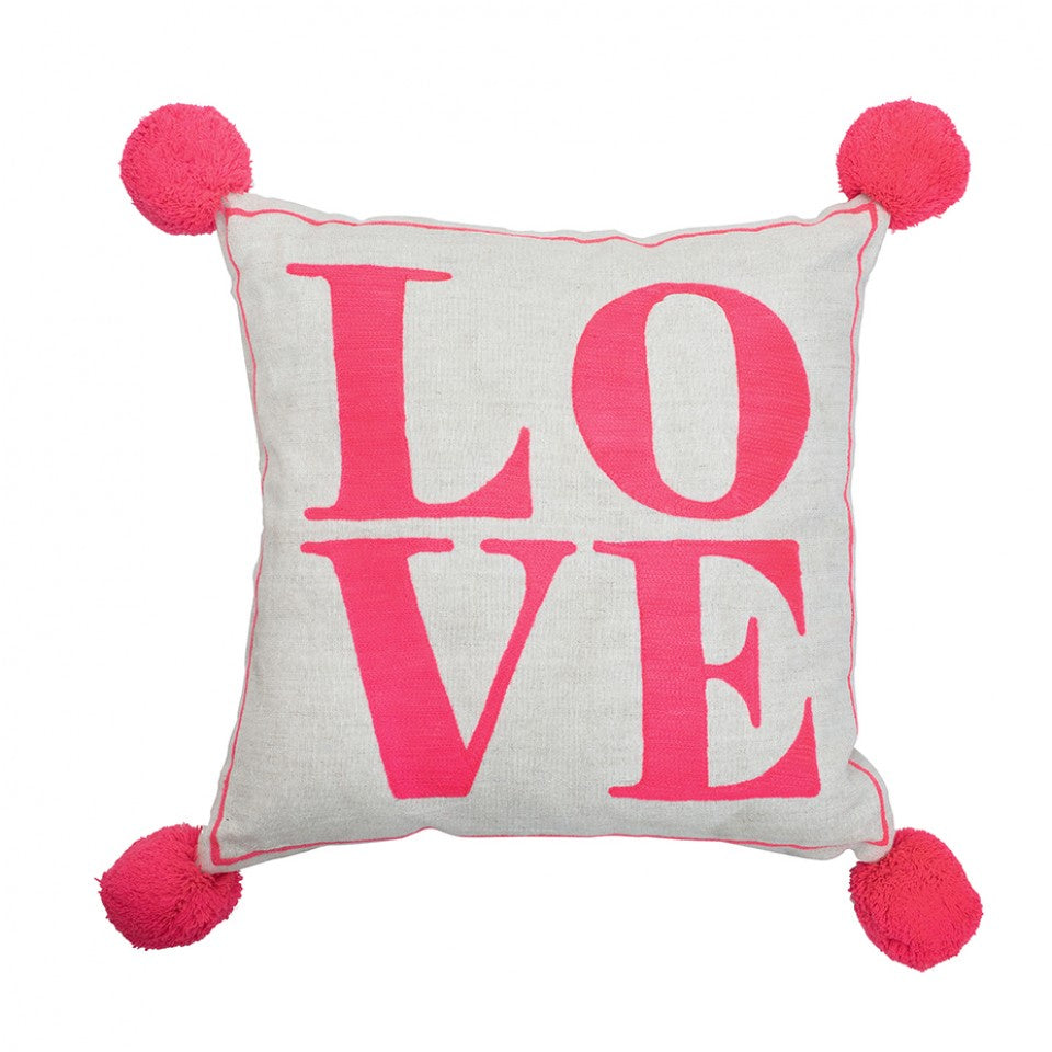Love Square Cushion in Coral