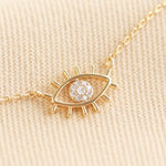 Crystal Eye Necklace- Gold