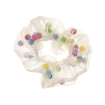 chiffon scrunchie with pompoms