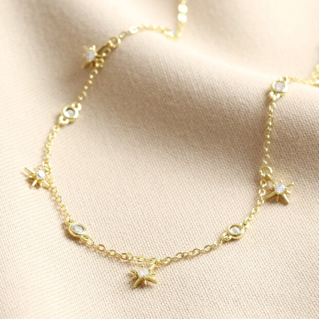 Crystal Star Charm Choker in Gold