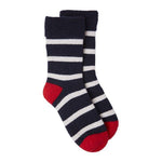 Stripe Slipper Socks-Navy/Grey/Red