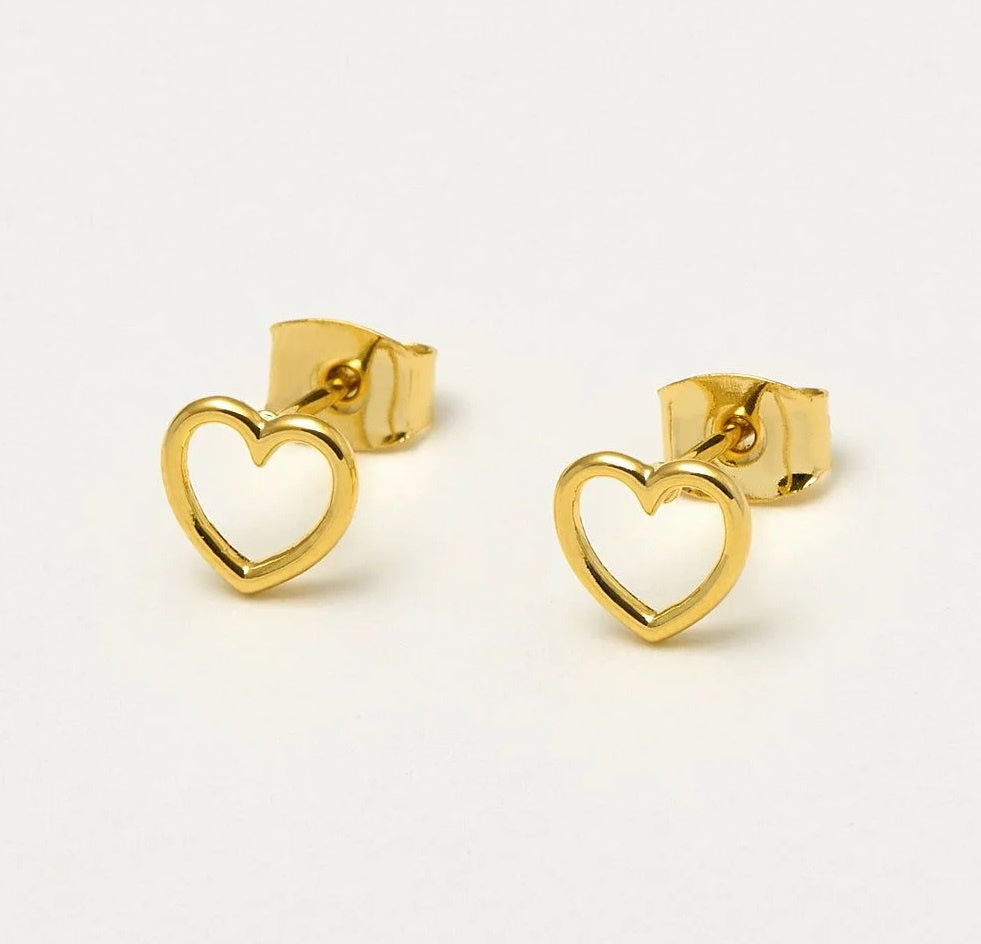 Small Open Heart Studs - Gold Plated