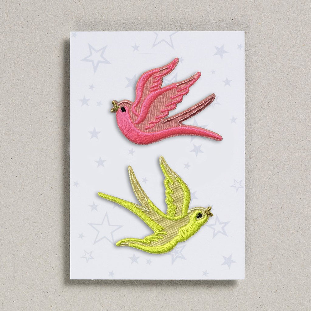 Iron on Patch- Pink & Yellow Swallows