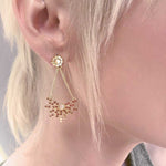 Etrusca Radiating Bead Stud Earrings: Rose Quartz