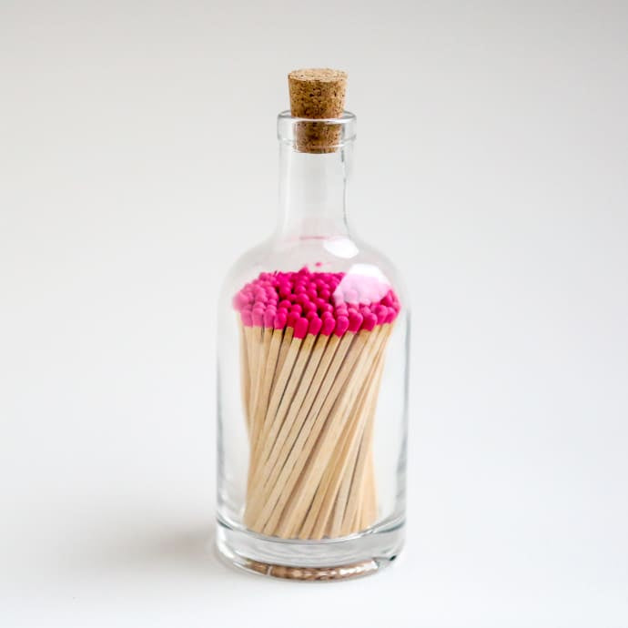 Pink Palm Matches in a Jar