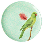 Melamine Dinner Plate with Vintage Bird - Green