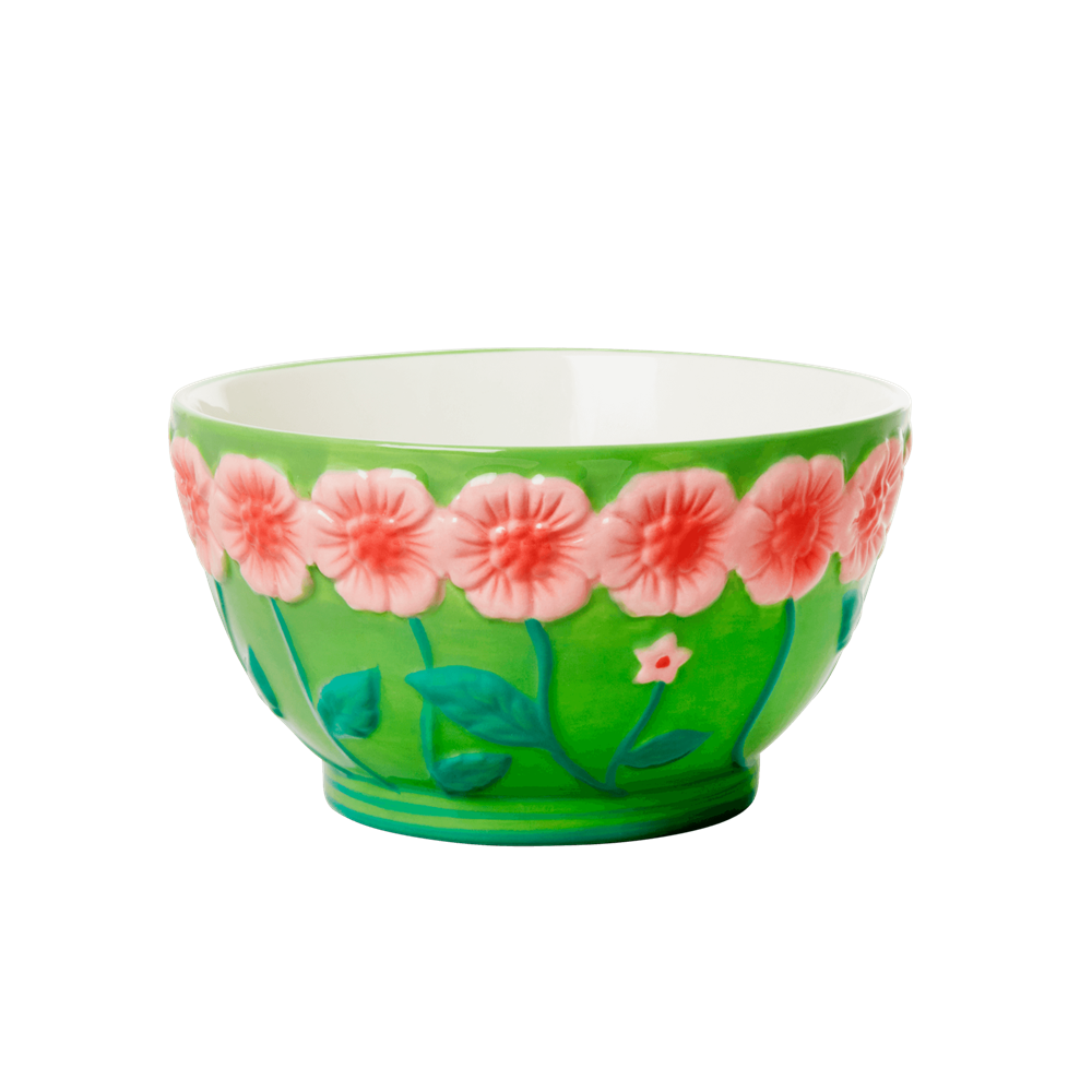 Ceramic Bowl Floral Green