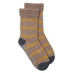Glitter Stripe Slipper Socks - Camel/Gold