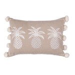 Row of Three Pineapples Cushion-White/Beige