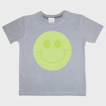 Smiley Face Yellow – Glow in the dark tshirt- Yellow on Gray