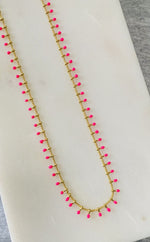 Hot Pink Drop Enamel Necklace