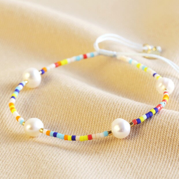 Miyuki seed bead and freshwater pearl bracelet