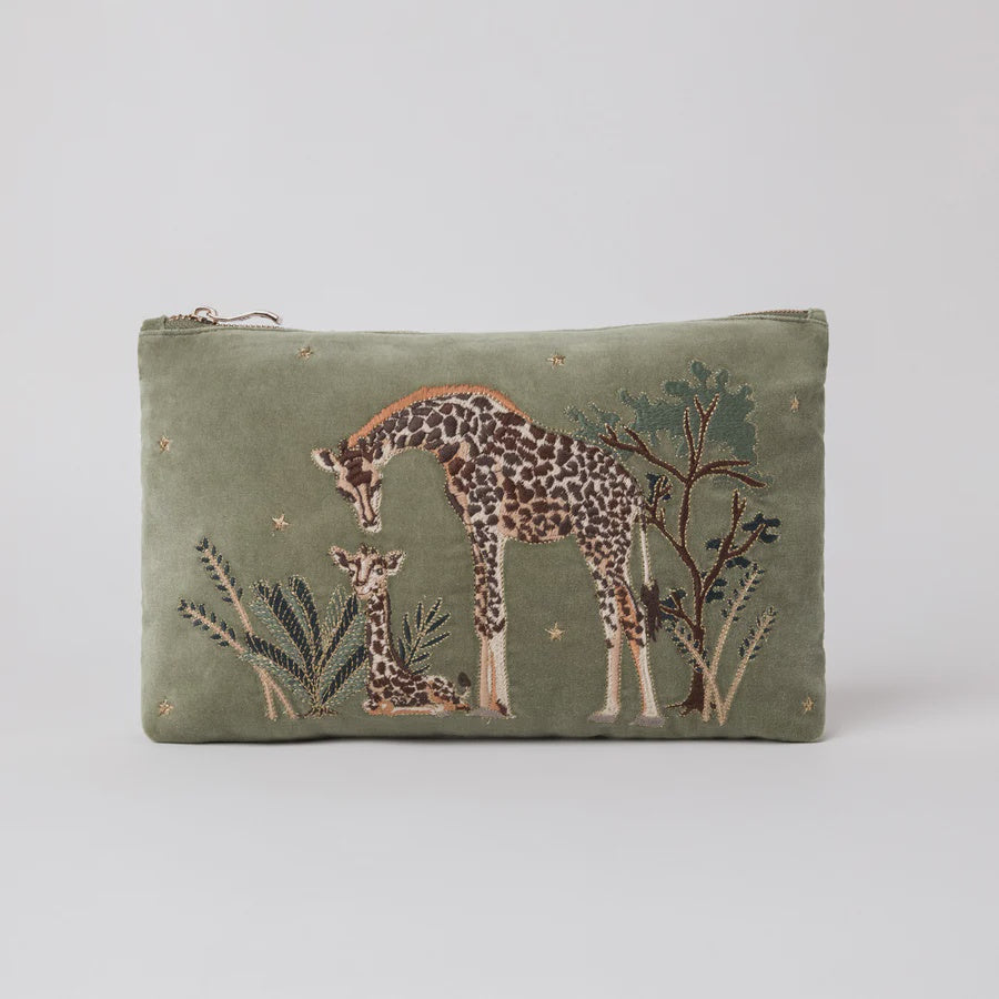 Olive Velvet Everyday pouch - Giraffe Mother & Baby