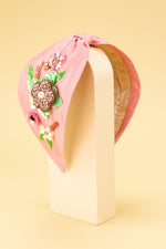 Embroidered Floral Pink Headband