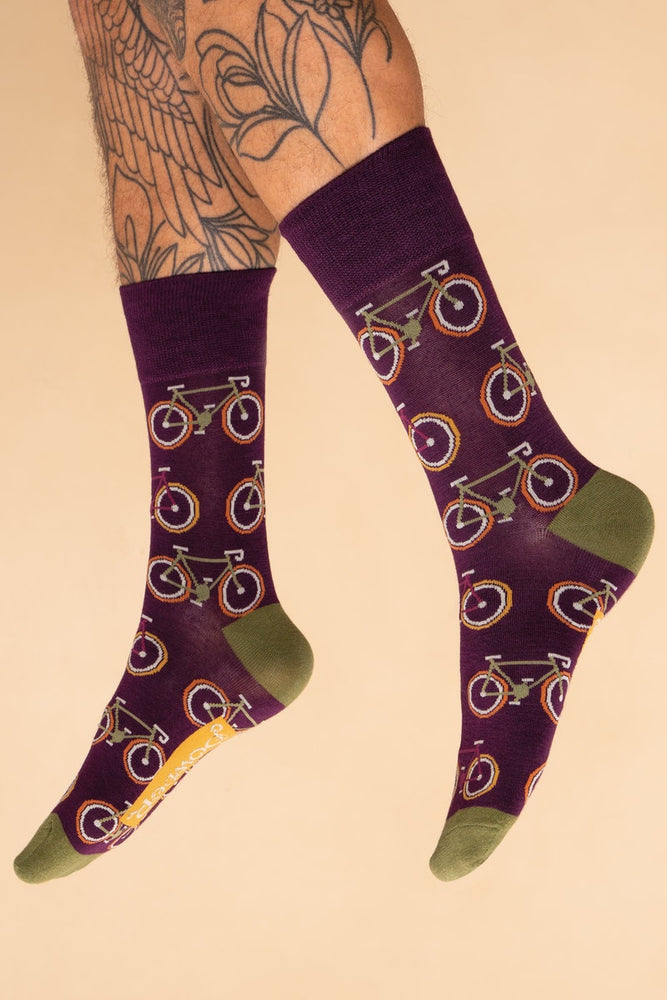 Commuter Bikes men's bamboo Socks - Damson