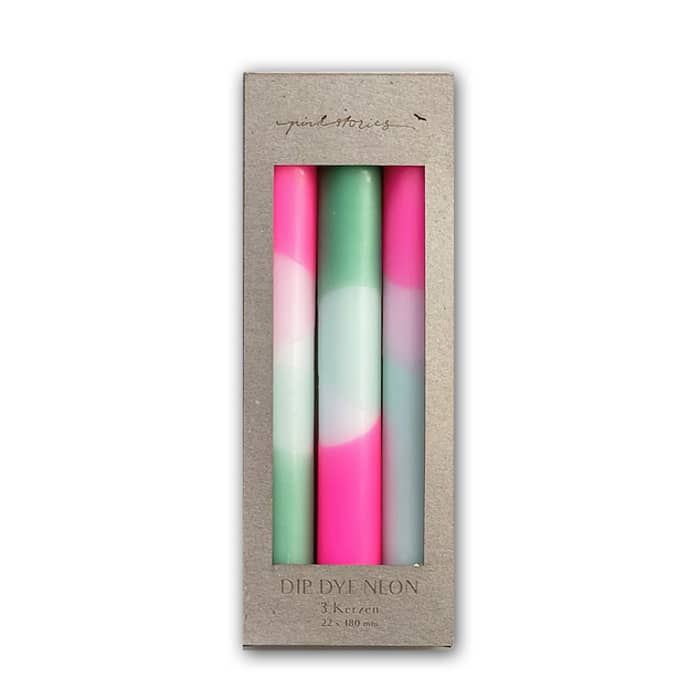 Dip Dye Neon Candles- Peppermint Clouds