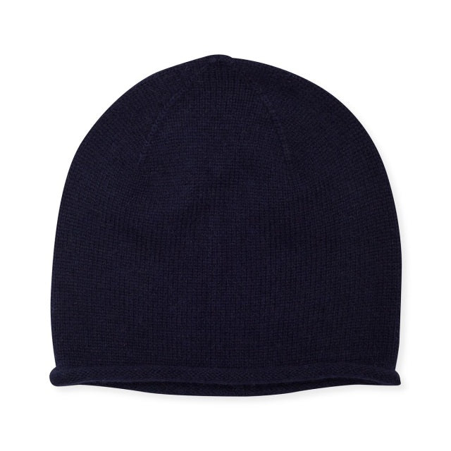 Cashmere Plain Knit Hat - Navy