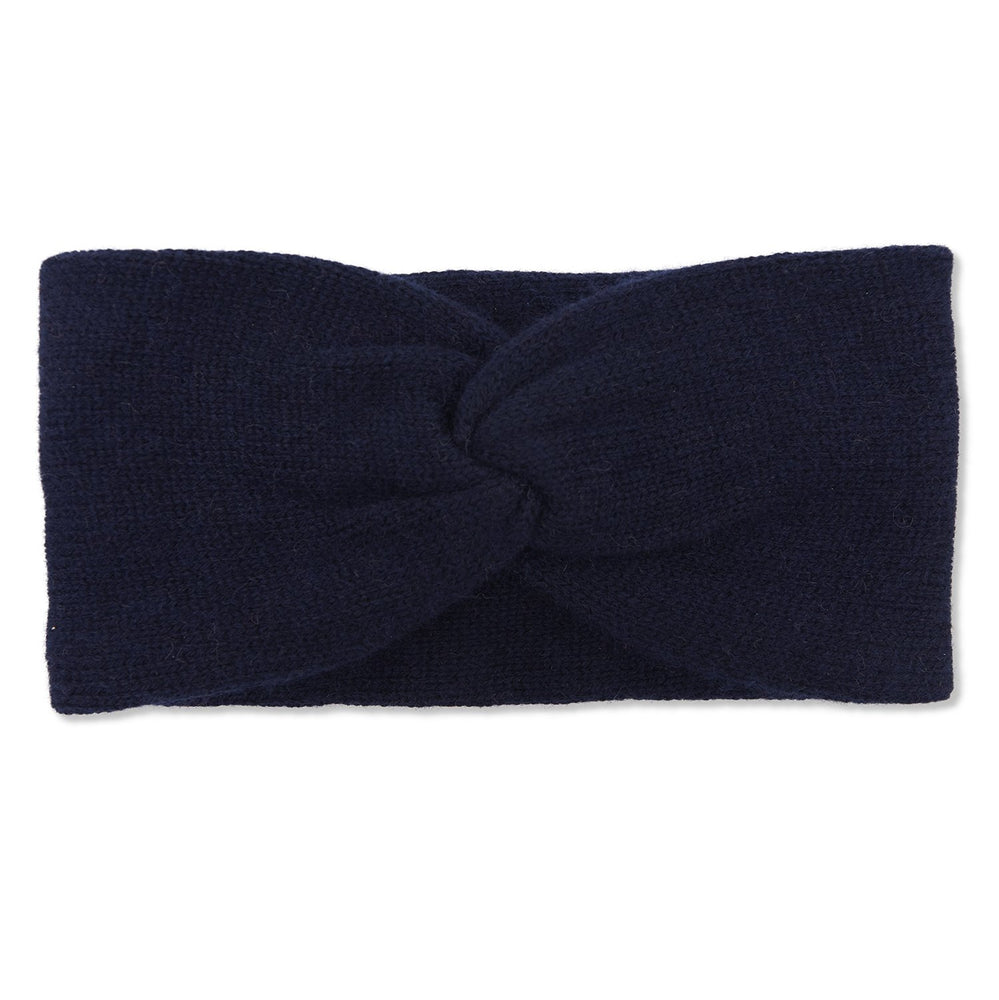Cashmere Plain Knit Headband-Navy